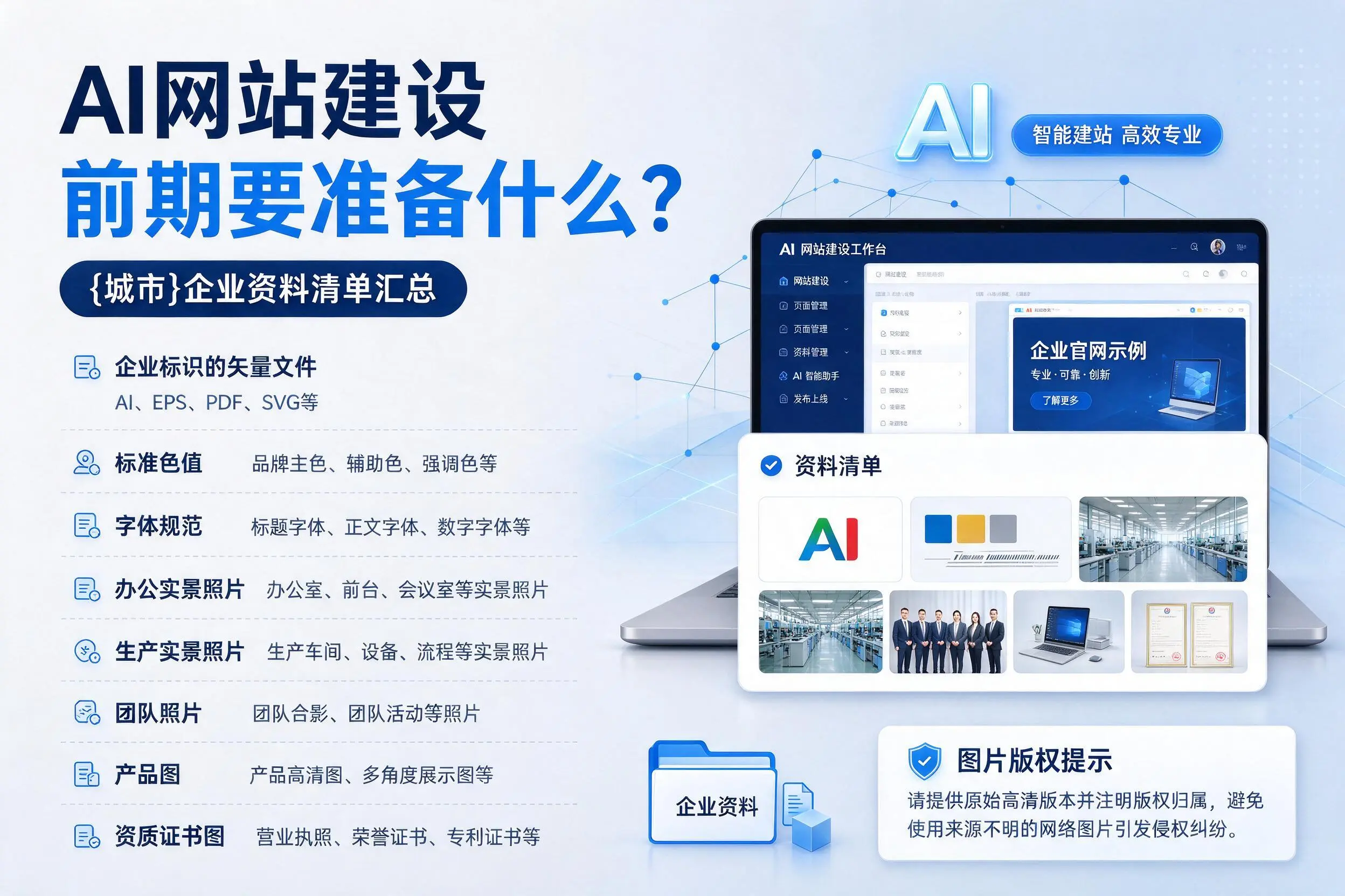 AI网站建设前期要准备什么?榆林企业资料清单汇总